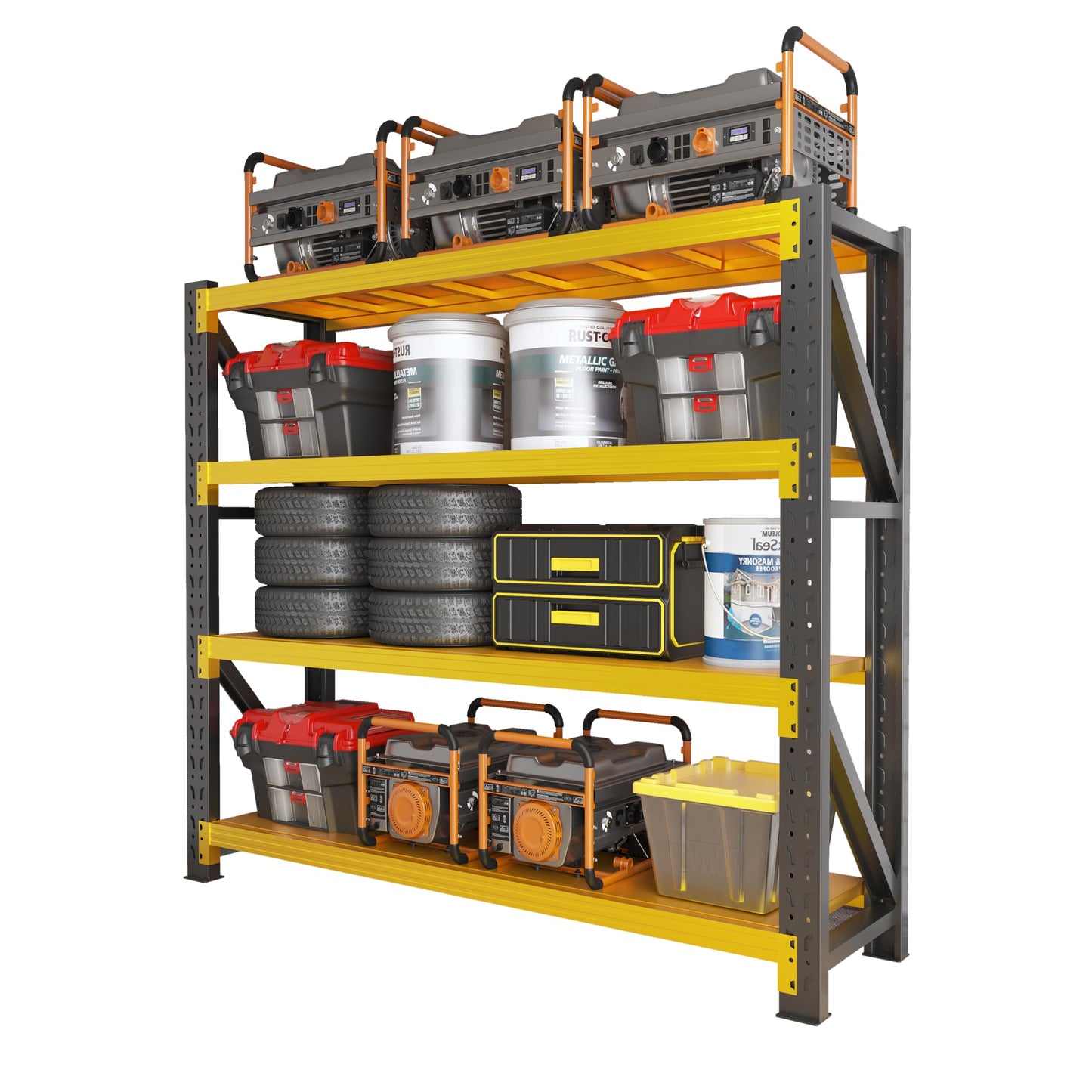 4000LBS Garage Shelving Heavy Duty, 48” W Storage Shelves, 4-Tier Adjustable Metal Storage Shelves, Steel Industrial Shelving Unit, Metal Shelving for Garage, Basement, Warehouse (47.3x24x79in)