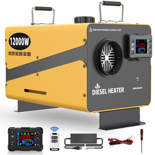 12000W Diesel Heater, 12V/24V & 110V All-in-One Diesel Air Heater, Rapid Heating Design for Motorhomes, Vans, Trucks, Yachts, Workshops and Camping Tents - Low Noise Heatr Equipment