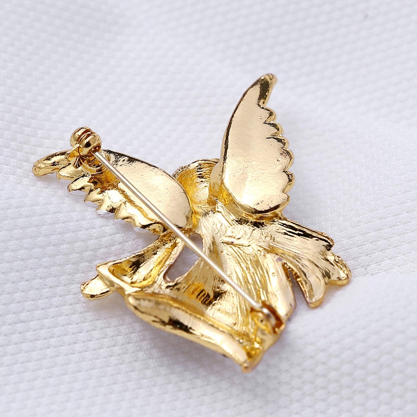 Connie Cloris Women Crystal Angel Brooch Pin (Coffee - Angel - F02)