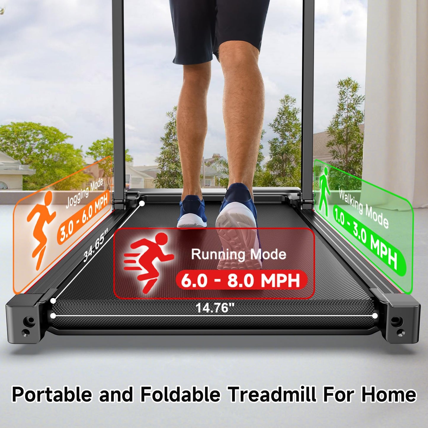 9% Incline Walking Pad with DEST, Foldable and Compact Treadmill for Home Small,Portable Treadmill with Removable Computer Desk,Folding Design with 320LBS Weight Capacity and LED Display(L)