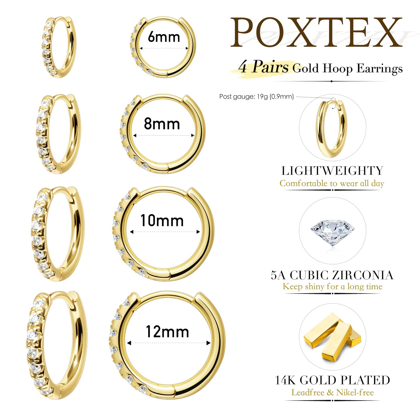 Gold Plated Earrings for Women Trendy Small Huggie Hoop Earring Set for Women Gold Plated Stack Cartilage Earrings for Multiple Piercing Lightweight Mini Thin Cute Dainty Trendy Jewelry Gifts