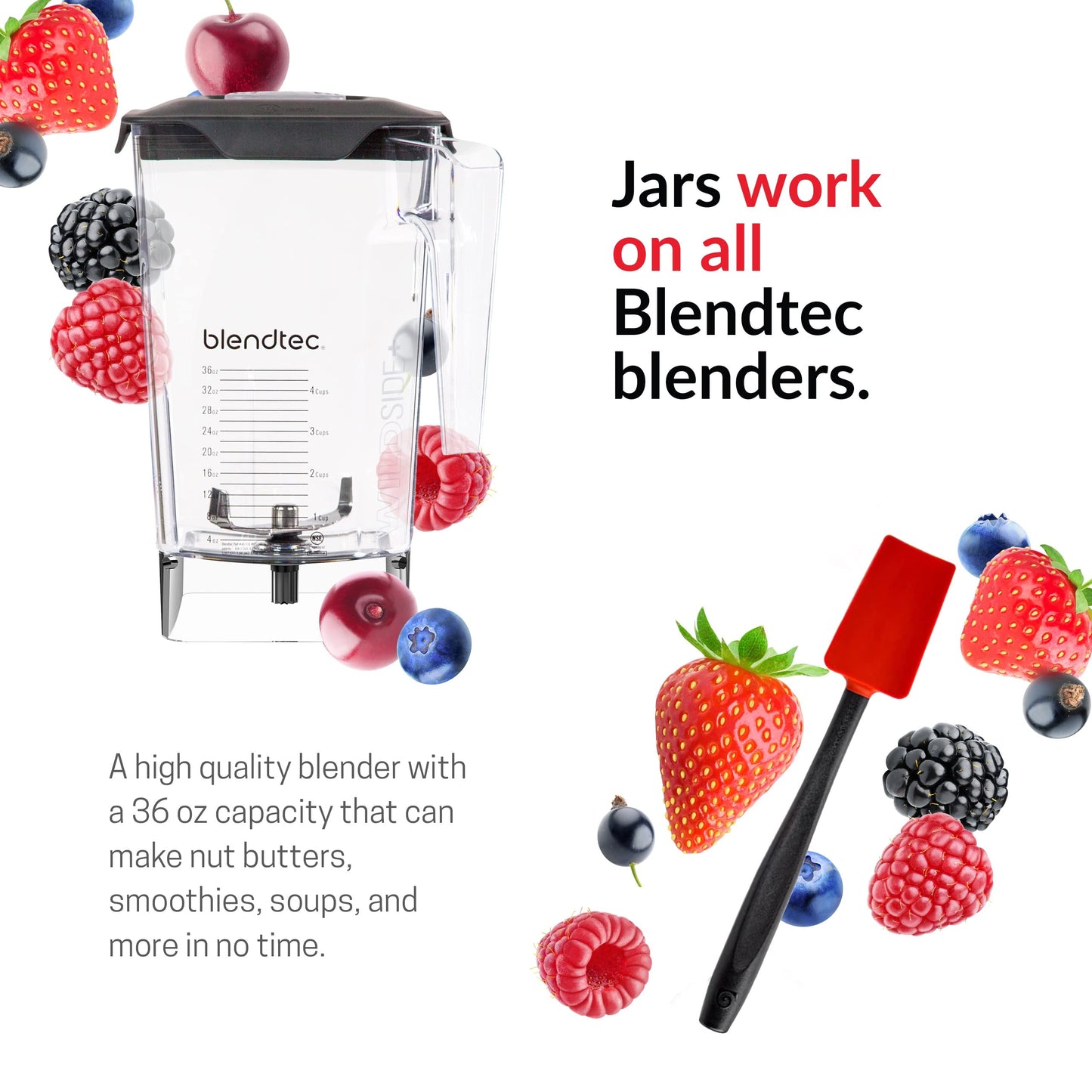 Blendtec Classic 575 Blender - WildSide+ Jar and Spoonula Spatula BUNDLE - Professional-Grade Power - Self-Cleaning - 4 Pre-programmed Cycles - 5-Speeds - Black