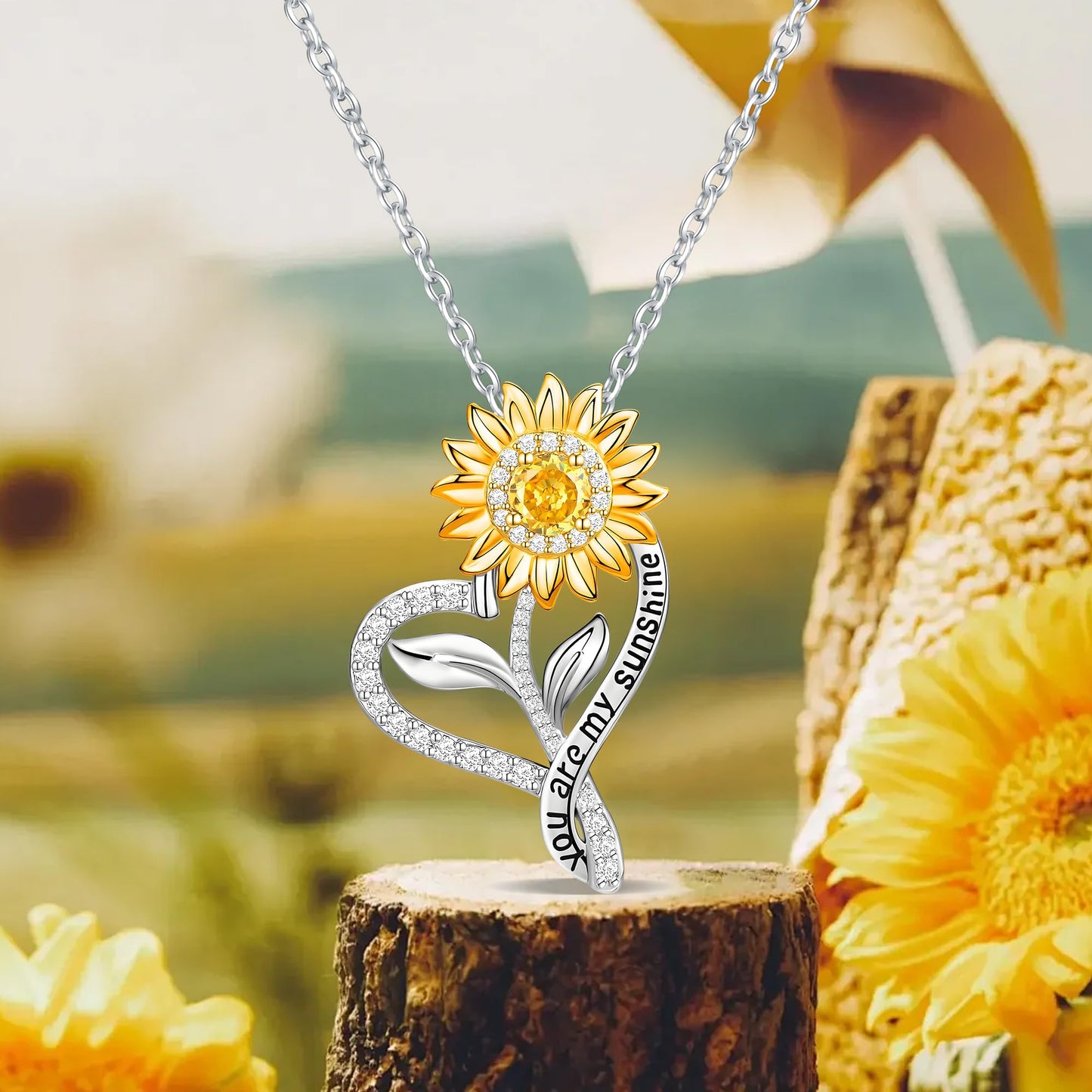 Jnrbecm Sunflower Necklaces for Women Anniversary Birthday Gifts for Women Wife Gifts for Her Sunflower Gifts You Are My Sunshine Necklace for Her Wedding Christmas Mom Mothers Day