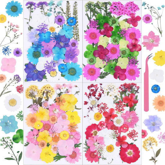 141Pcs Colorful Dried Pressed Flowers for Crafts,Xinxinran Dry Flowers Kit for Resin Molds,Epoxy Resin Accessories,Bookmark,Nails, Jewelry Molds,Candle Making Supplies,Soap,Frame(Mix Color)