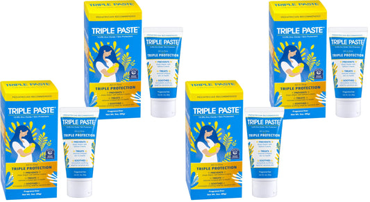 Triple Paste Diaper Rash Cream for Baby,3 Oz,Zinc Oxide Ointment Treats,Soothes & Prevents Diaper Rash,Pediatrician-Recommended & Hypoallergenic,Baby Essentials for Daily-& Overnight,(Pack of 4)