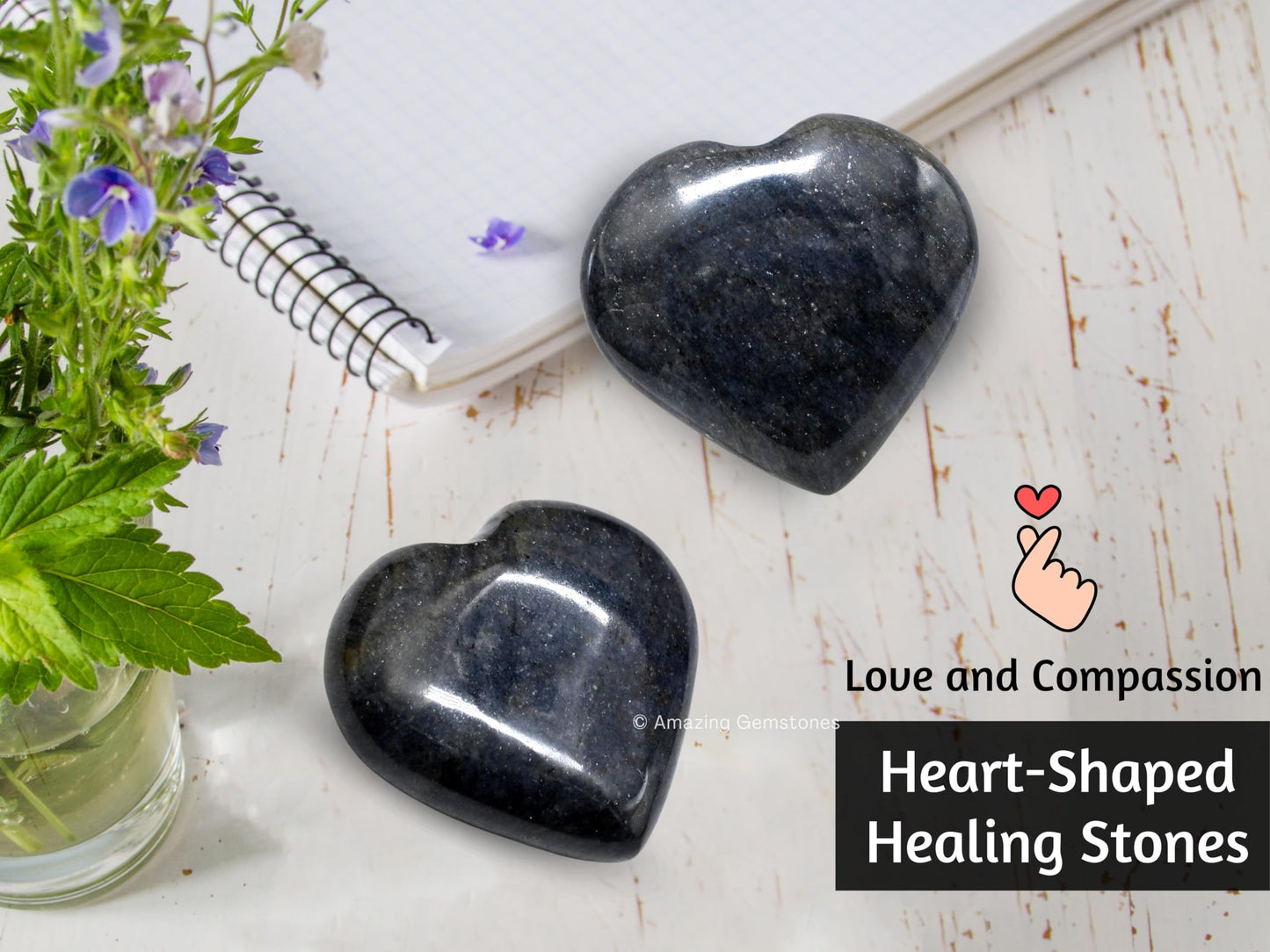 Amazing Gemstone Blue Aventurine Crystal Heart Palm Stone - Pocket Massage Worry Stone for Natural Body Chakra Balancing, Reiki Healing and Crystal Grid