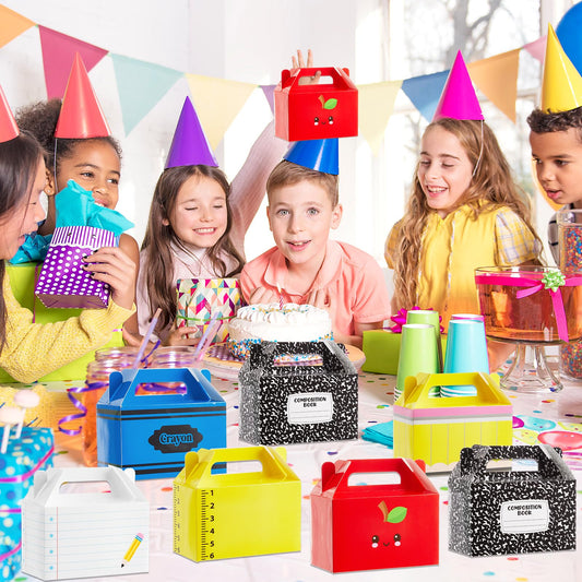 24Pcs Back to School Gift Boxes First Day of School Party Treat Boxes Pencil Crayon Apple Goodie Candy Box Teacher Appreciation Party Favor for Student Preschool Kindergarten Classroom Decorations