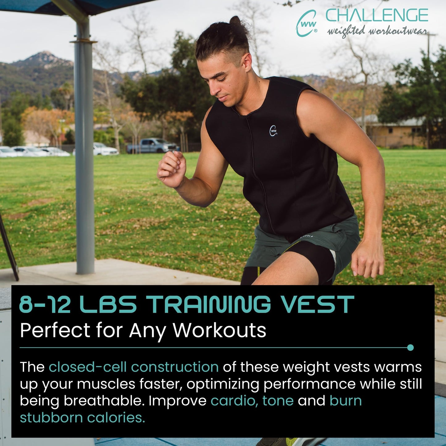 Challenge Weighted Workoutwear - Weighted Workout Vest, Compression Weighted Fitness Pro Vest, Strength Training Weight Vests with ⅛’ Thick Weights, Weight Vest Holds Up to 16 Lbs, Small