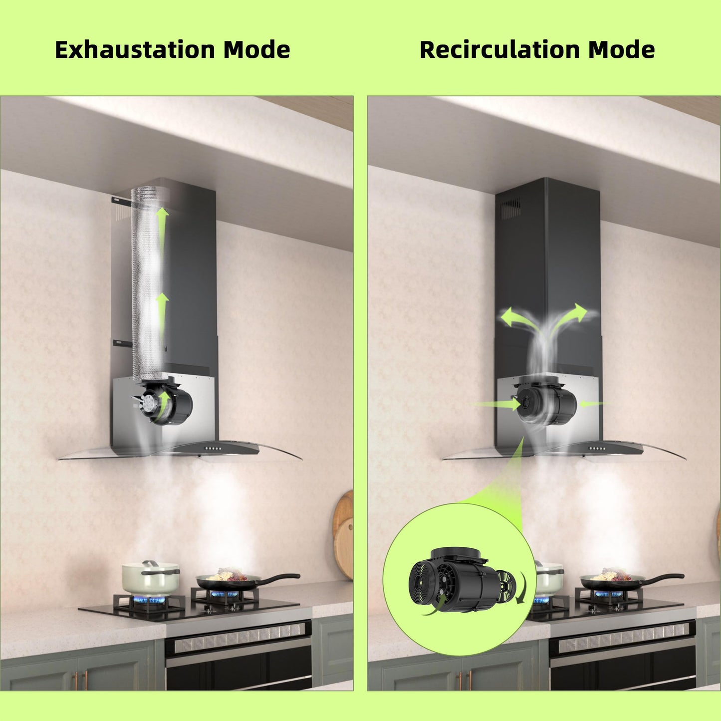 FIREGAS Wall Mount Range Hood 30 inch with 3 Speed Fan,black range hood with tempered glass,400CFM,Push Button Controls, LED Lighting, Permanent Filters in Stainless Steel,includes 2 Charcoal Filters