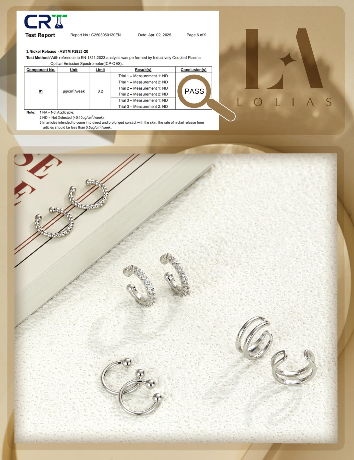 LOLIAS 4 Pairs Ear Cuffs Non Piercing - White Gold Plated Ear Cuff Earrings for Women Ear Cuff for Non Pierced Ears Clip on Cartilage Earring Dainty Adjustable Fake Earrings Set
