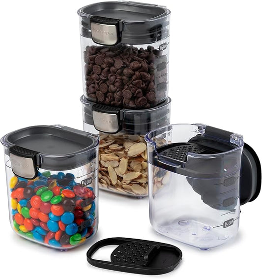 Progressive PKS-401 1.5 Cup Mini Prokeeper+ Airtight Silicone Seal Storage Container Great For Spices & Baking Acessories (4- Piece)