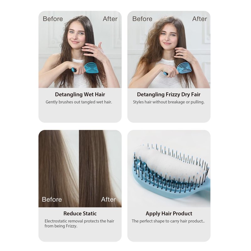 NuWay® DoubleC® Pro Professional Detangling Hair Brush – Patented Double Curve Scalp Care Brush for Gentle Detangling, Blow-Dry Styling & Wet or Dry Hair (Iron Black)