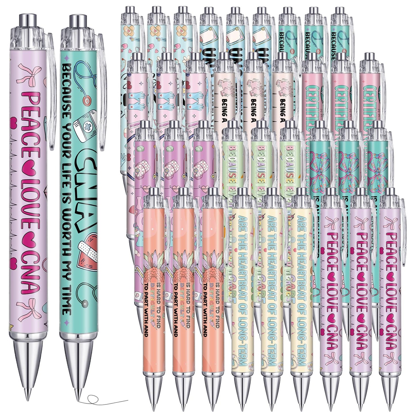 Sayglossy 36 Pcs Nurse Week Essentials CNA Week Gifts Bulk Certified Nursing Assistant Appreciation Gifts Ballpoint Pens for Women Men Black Ink Pens for CNA RN Nursing Student Graduation Office