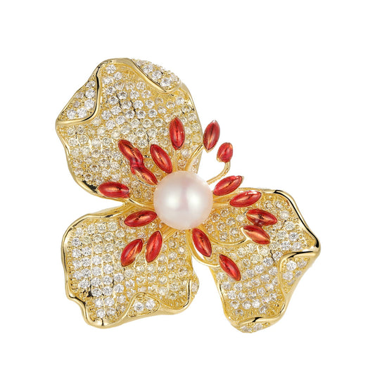 AILONMEI Brooches Jewelry for Women Fashion, Elegant Designer Costume Corsage Pearl Brooches & Pins Christmas Gift (Charming Pistil)