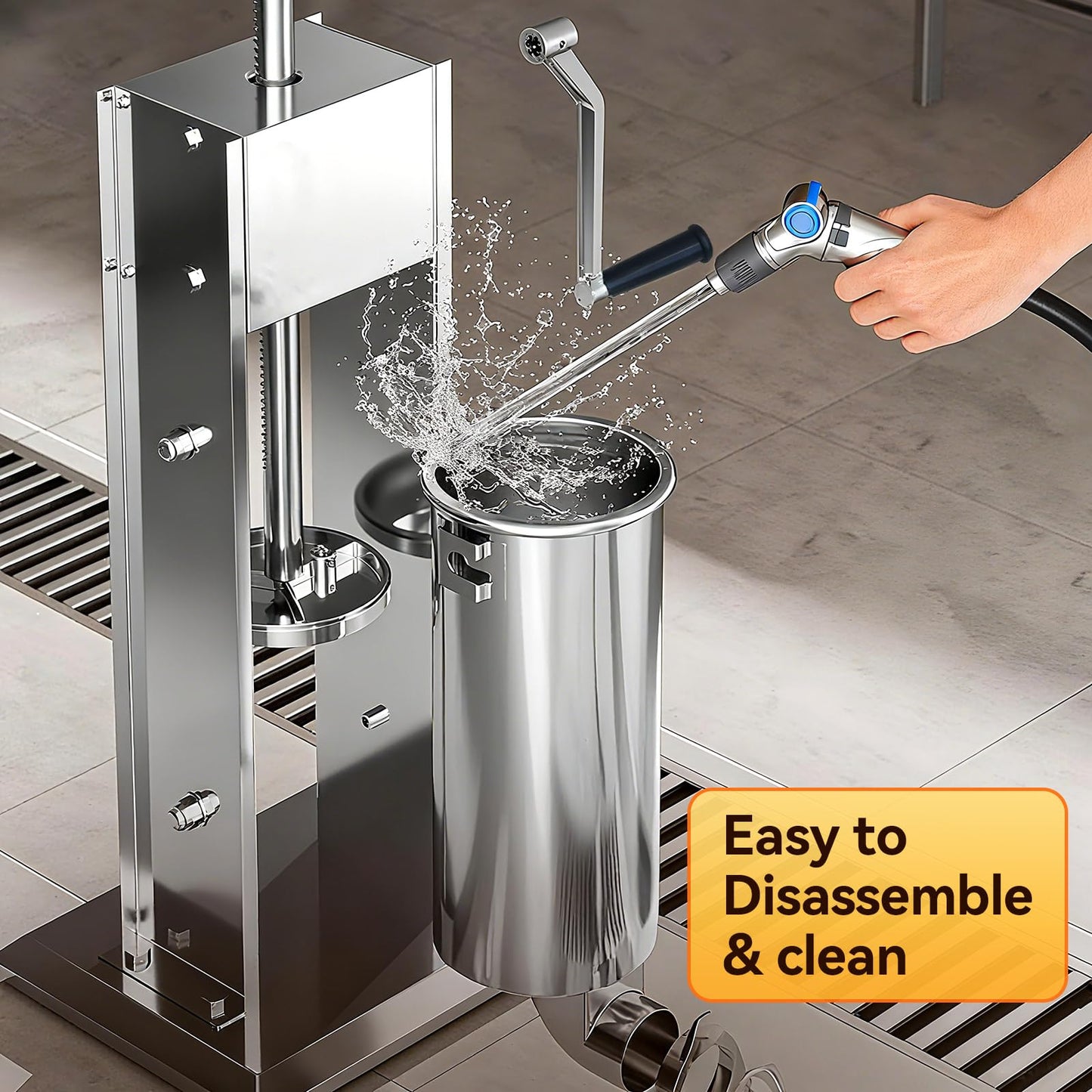 Malphi 11 Lb/5L Sausage Stuffer 2 Speed Stainless Steel Vertical Sausage Maker with 4 Filling Tubes