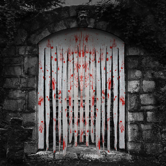 2 Pack Creepy Cloth Door Curtains with Bloody Hand Prints - Scary Halloween Decorations for Indoor & Haunted Houses