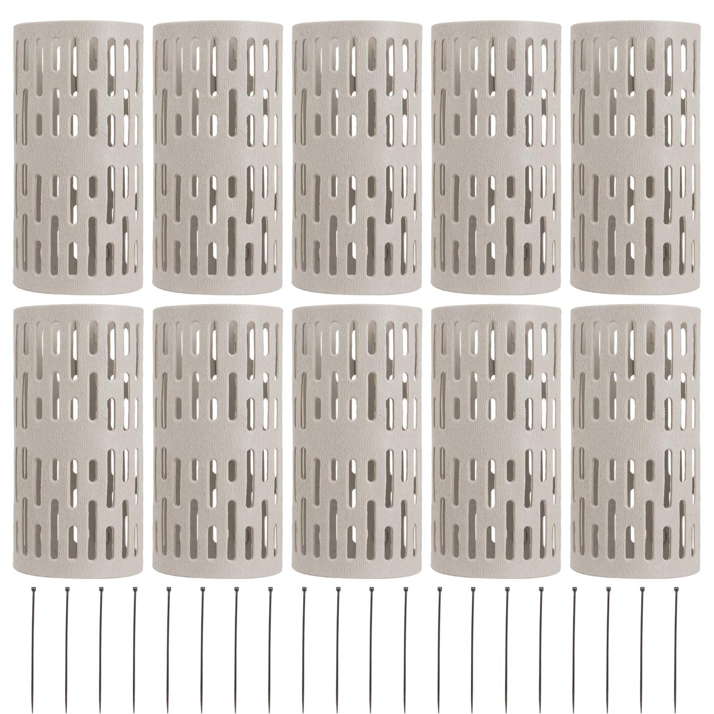 10 Pack Plastic Tree Trunk Protectors - Easy Flexible Guards With 20pcs Zip Ties, Expandable Nursery Mesh Bark Plant Protector for Preventing Damage From Trimmers, Mowers, Rodents
