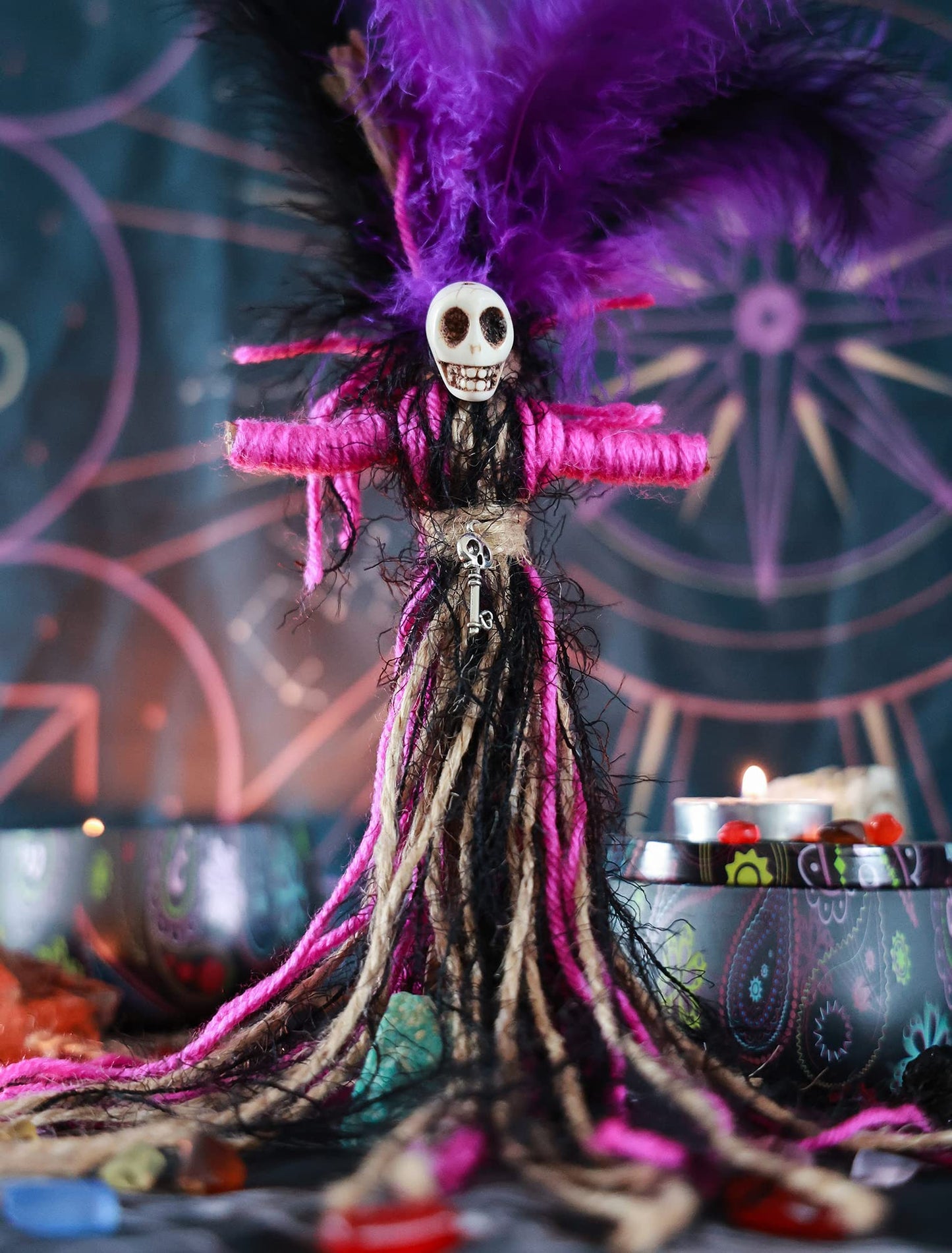 Nosadi Voodoo Doll Real Handmade Creepy Dolls Set Horror Voodoo Supplies Skull Witches Poppet for Halloween Birthday Christmas Party Gift Decoration