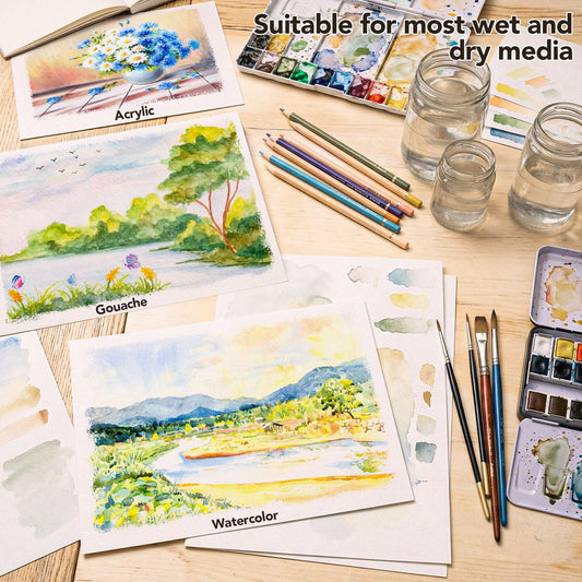 120 Sheets Large Watercolor Paper Bulk, 140 lb/300 GSM Cold Press Paper White Water Color Paper for Students Adults Artists Drawing Gift Cards(11 x 14 inch)