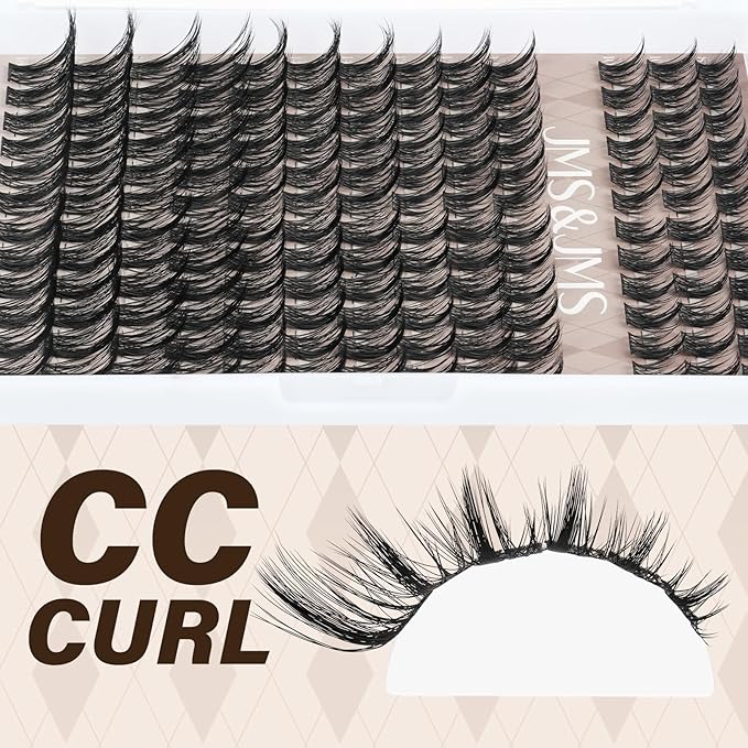 JMS&JMS 156Pcs Lash Clusters CC Curl 8-18mm Eyelash Clusters Wispy DIY Lash Extensions Super Thin Band Soft and Easy to Wear (Side Spike-8-18mix)