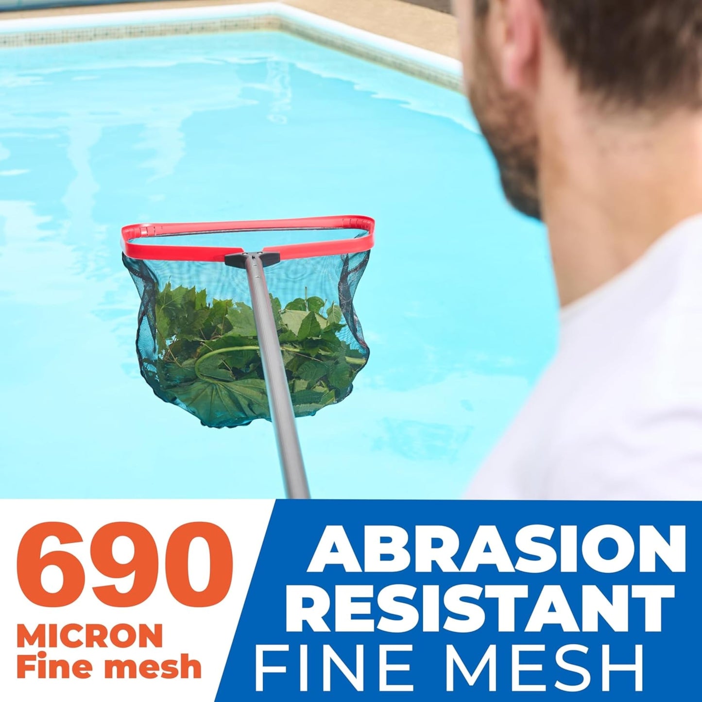ProTuff 23" Fine Pool Net – 2 Year Unconditional Free Replacement – Cleans 3X Faster Than Vacuums – Wide Pool Skimmer with Deep Bag for Easy Maintenance – Skimmer Net for Leaves, Bugs & Other Debris