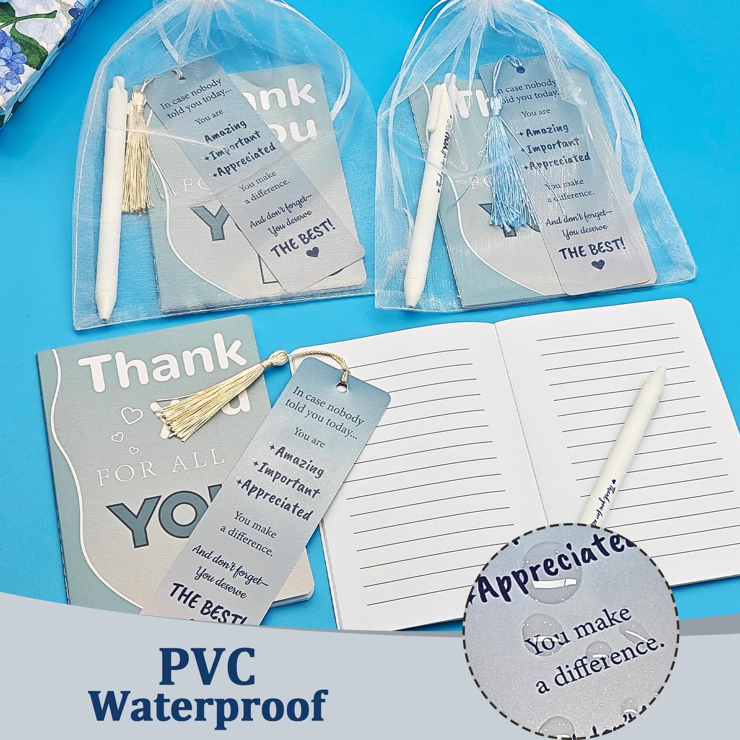 180 Pcs Employee Appreciation Gifts Bulk - 36 Set Bulk Thank You Office Gifts with Pocket Notebook, Bookmark, Organza Bag, Pen-Suitable for Colleagues, Teachers Team Appreciation Gift Christmas Gift