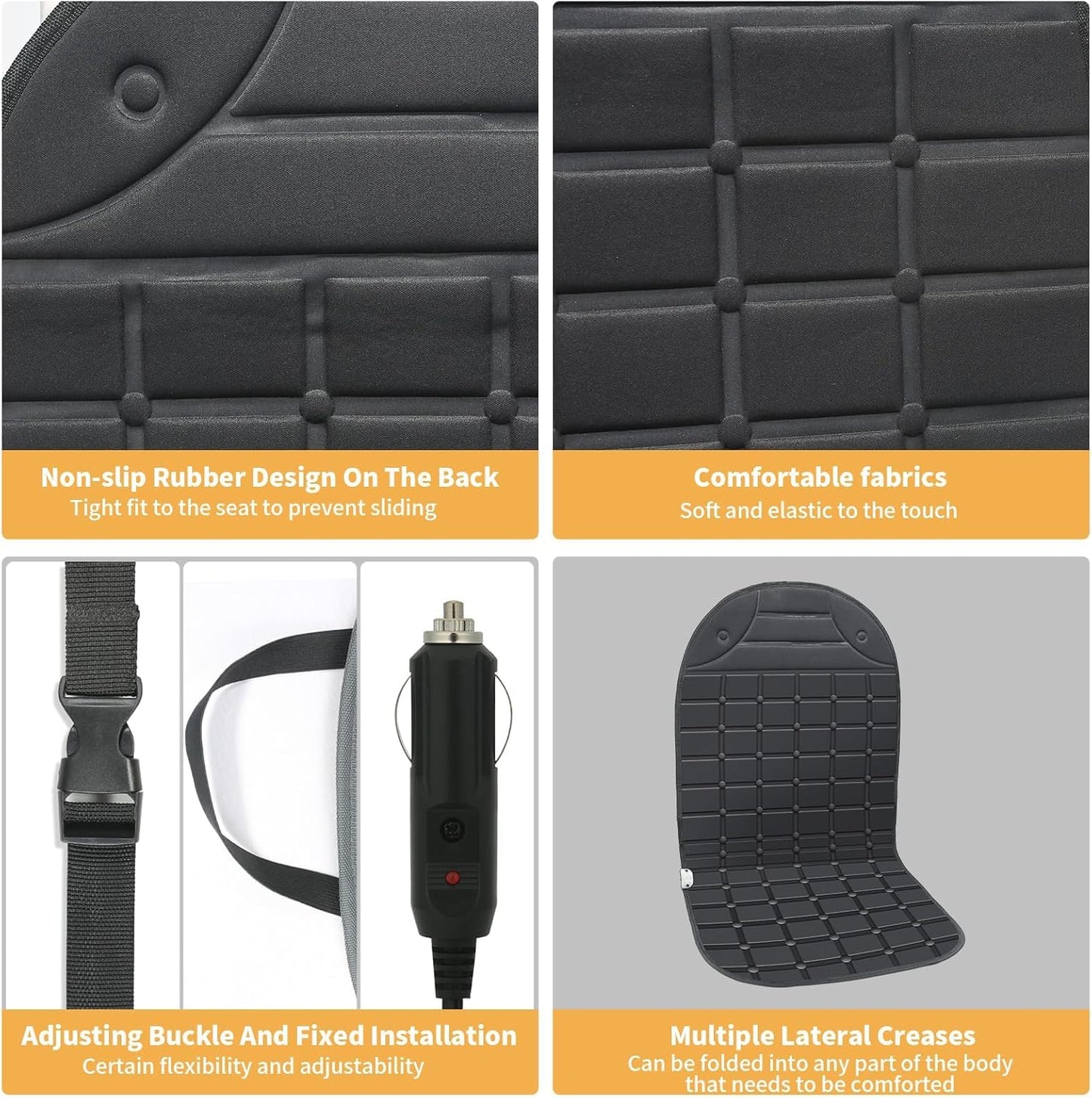 TAILERRI 2 Pack Seat Cushion Winter Cover for Full Back and Seat (Black)