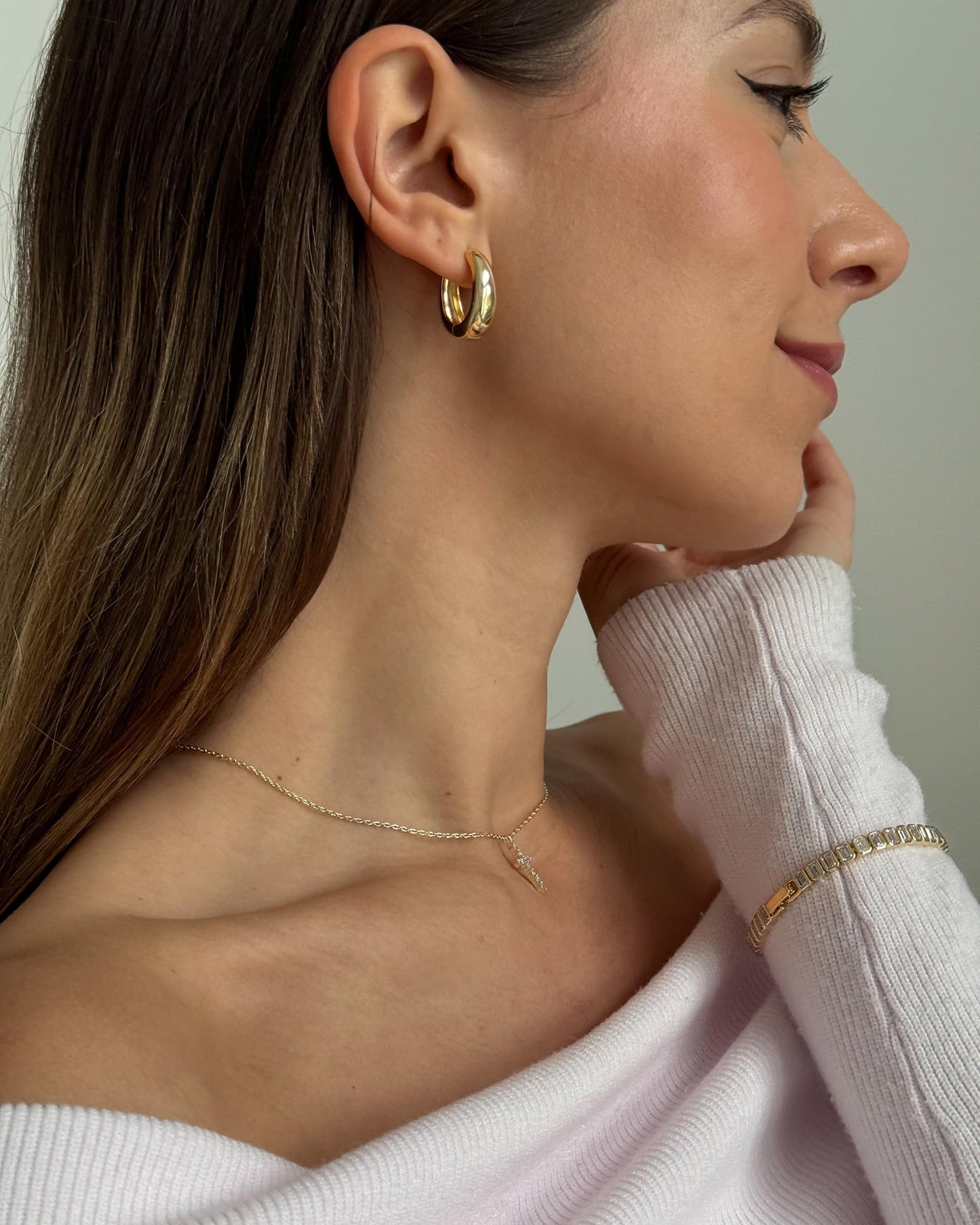 PAVOI 14K Yellow Gold & Rhodium Plated 925 Sterling Silver Post Small Chunky Hoops Earrings Pack | Thick Lightweight Hoop Earrings Set for Women