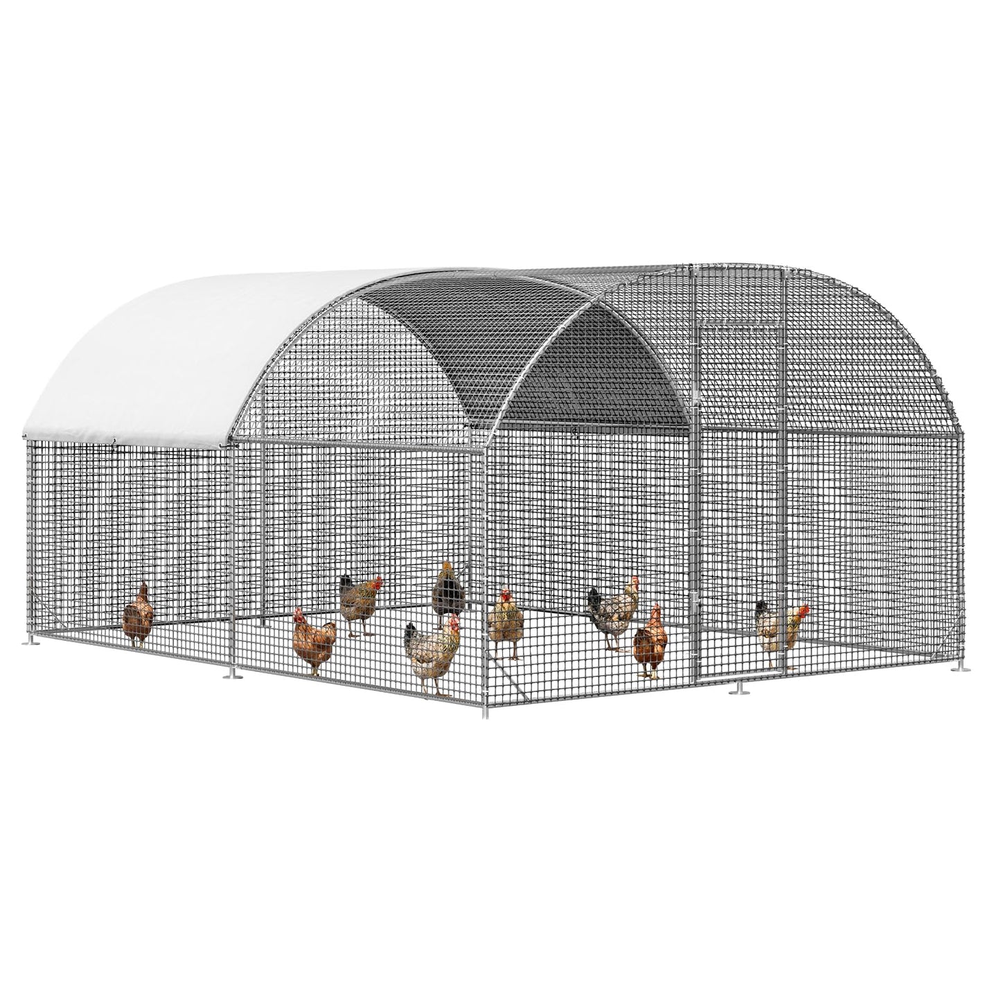 LEVELEVE Large Walk-in Chicken Coop with Chicken Run, Galvanized Poultry Enclosure with Waterproof Anti-UV Cover and Security Lock, Ideal for Rabbit, Duck, Backyard and Farm Yard，13.1'x 9.8'x 6.6'