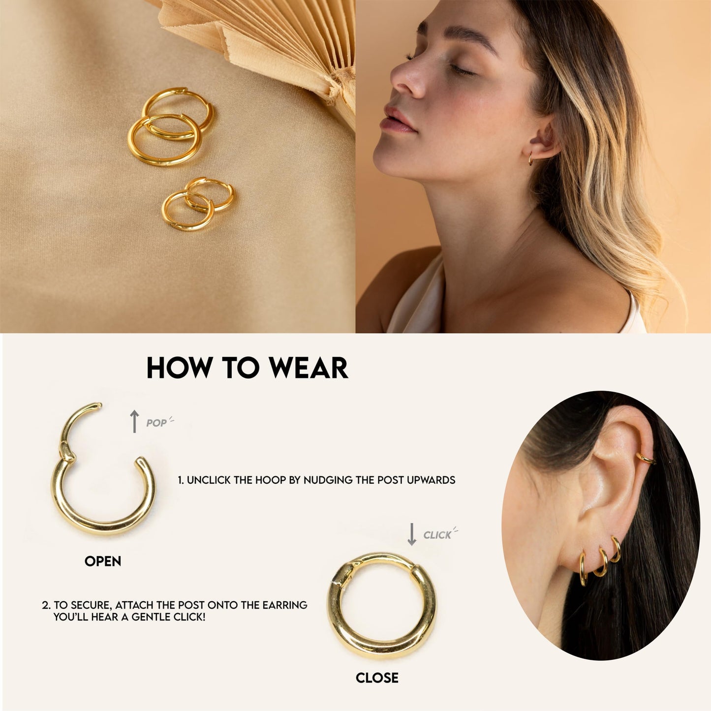 Gokeey Small Gold Hoop Earrings Set for Women, 14K Gold Plated Huggie Hoop Earring, HypoallergenicLightweight Hoop Earrings Jewelry for Gifts 4 Pair