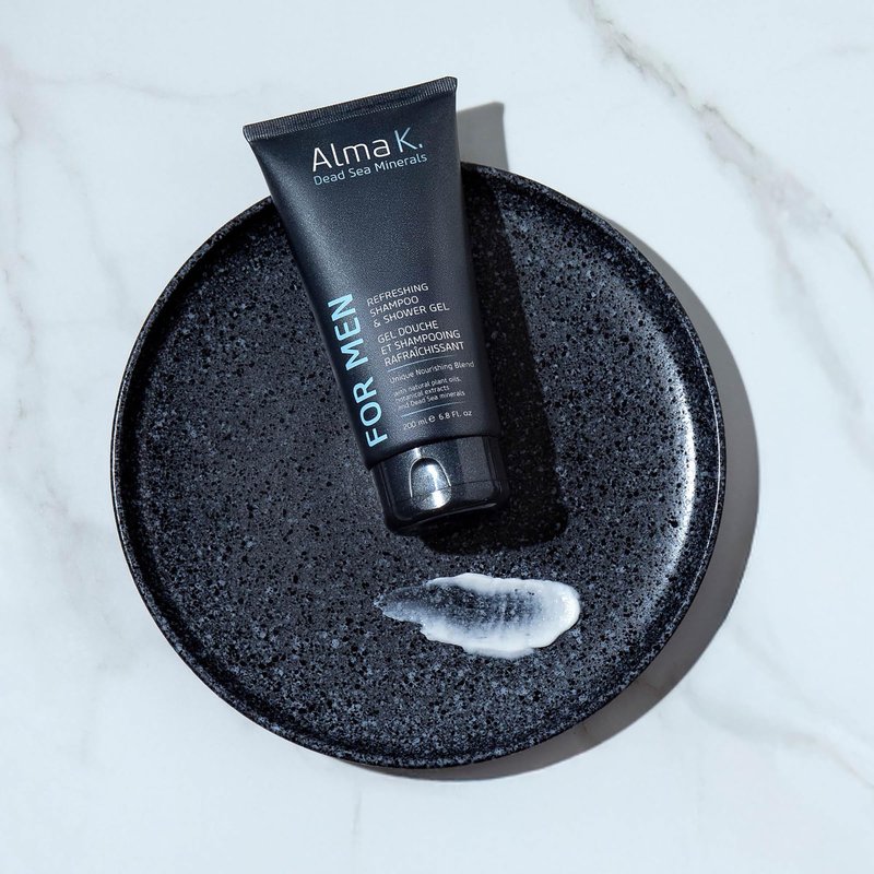 ALMA K Refreshing Shampoo and Shower Gel - 2 in 1 Mens Body Wash and Clarifying Shampoo - Antioxidant-Rich with Argan Oil, Dead Sea Minerals - 6.8 oz (Pack of 2)