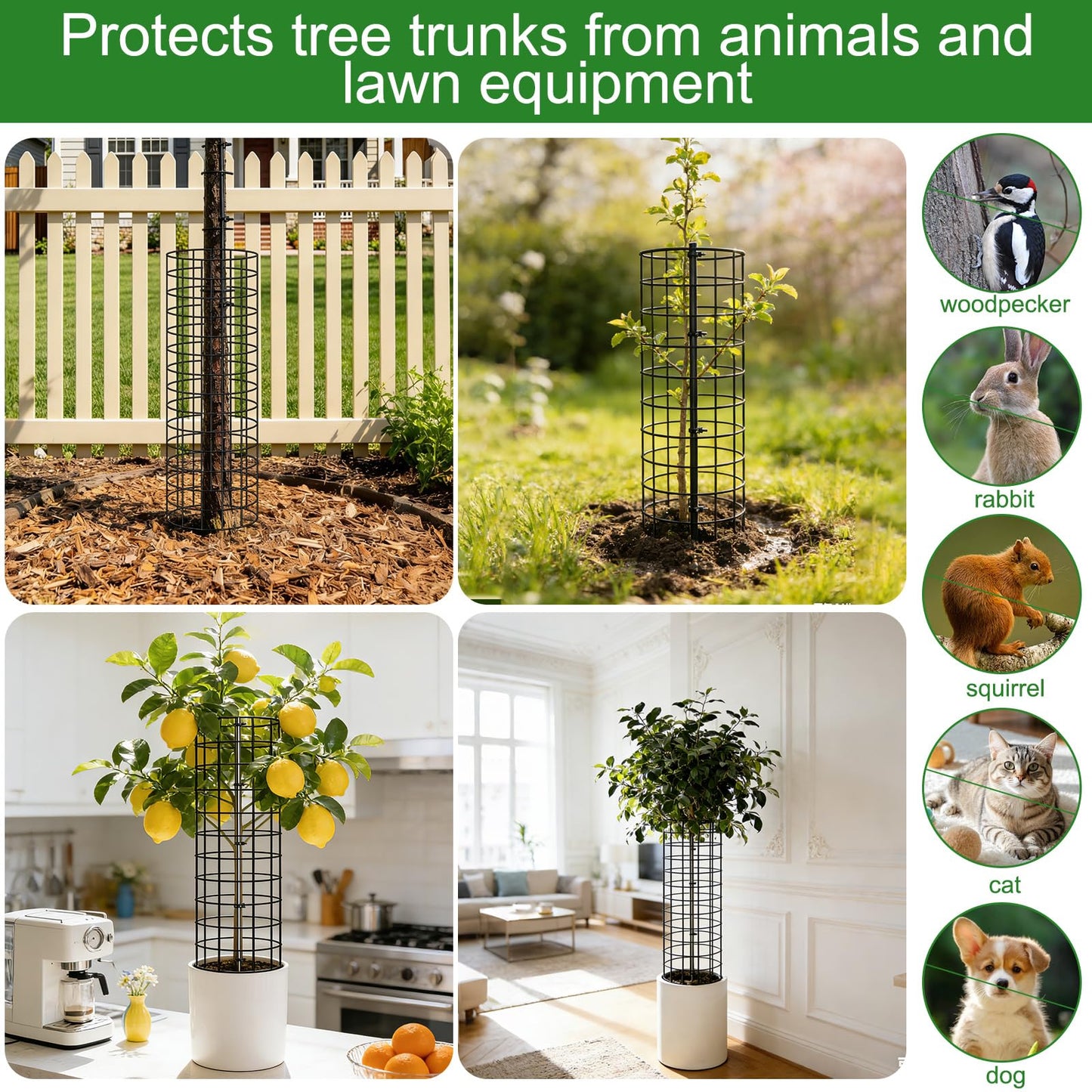Augshy 10-Pack Tree Trunk Protectors, 17 Inch Height, 13 Inch Width, Expandable Metal Guard with 20 Ground Stakes 100 Ties for Ultimate Plant Bark Protection