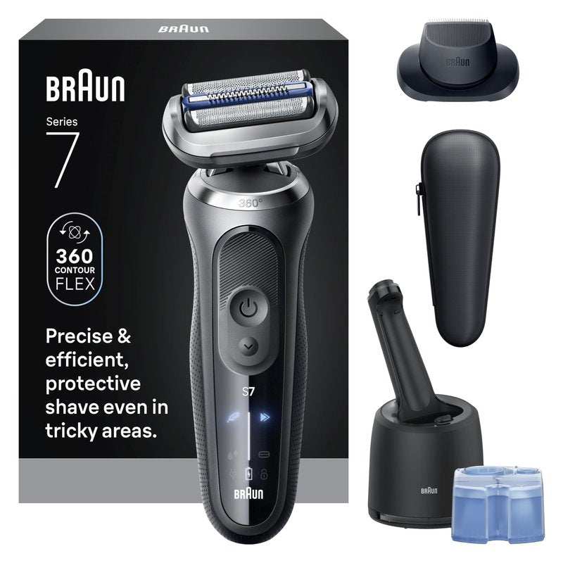Braun Electric Shaver for Men, Series 7 7171cc, Wet & Dry Shave, Turbo & Gentle Shaving Modes, Waterproof Foil Shaver with Precision Trimmer, Space Grey