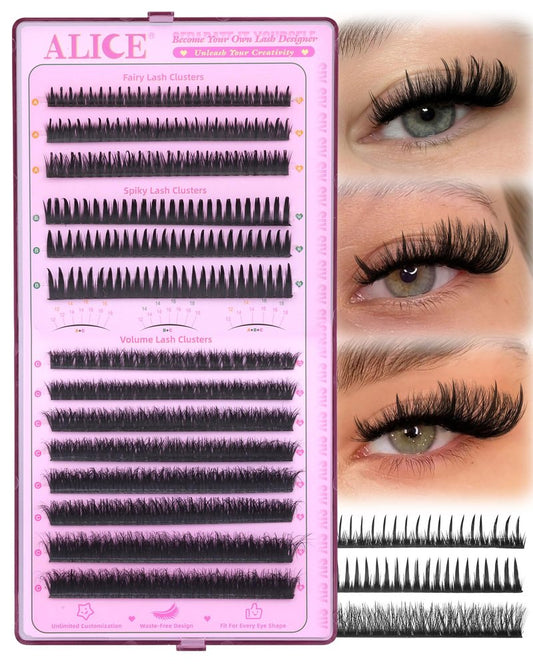 ALICE Flaunt Lash Clsuters Eyelash Clusters, Fluff Lash Extensions Anime Spiky Eyelash Extensions, Fairy Manga Volume Individual Lashes with Bottom Lashes 8-18mm SIY Separate it Yourself