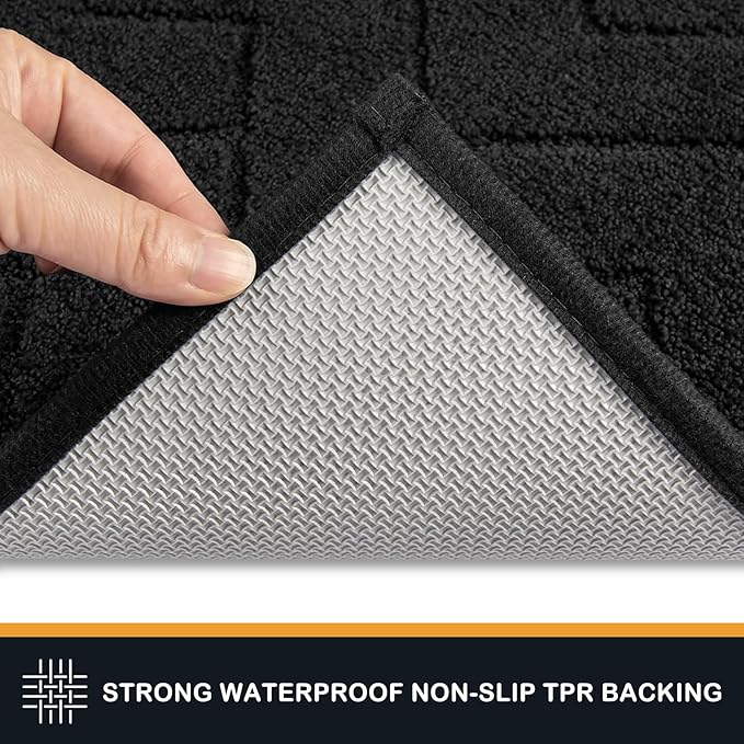 PURRUGS Dirt Trapping Door Mat 24" x 35.5", Non-Slip Machine Washable Entry Rug, Dog Doormat, Indoor Front Door Mat, Super Absorbent Entryway Rug for Muddy Shoes & Paws, Black