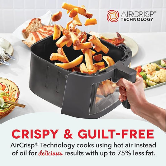 Dash Clear View Digital Air Fryer - Has AirCrisp® Technology - For Family-Sized Meals - Digital Touchscreen & Extra-Large Crisper Drawer - 7 Quarts - Forged Iron