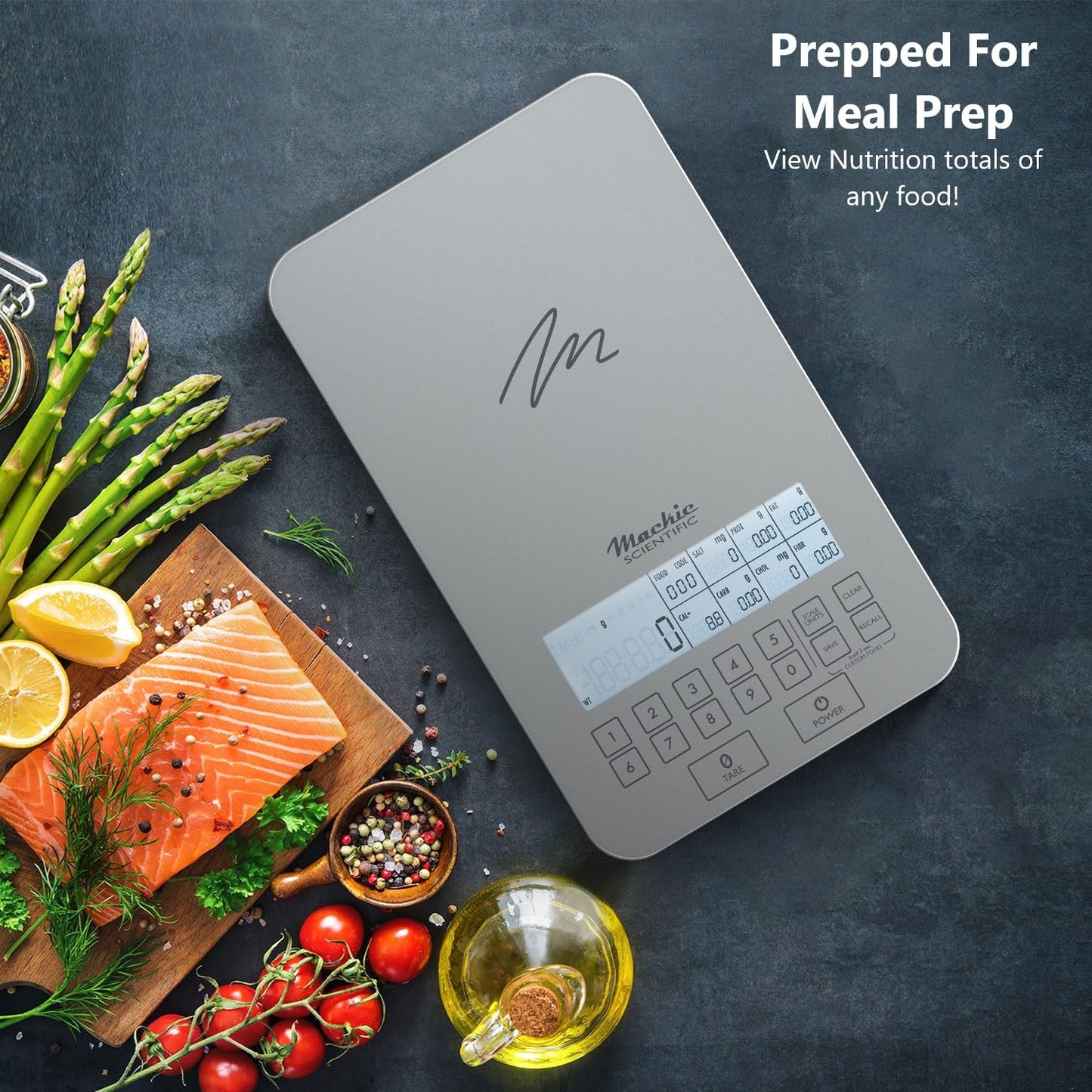Summer Incentive Nutrition Scale by NutraTrack™ with Food Grade Glass, Perfect for Calorie Counting, Meal Prep, and Weight Loss (Pearl Silver)