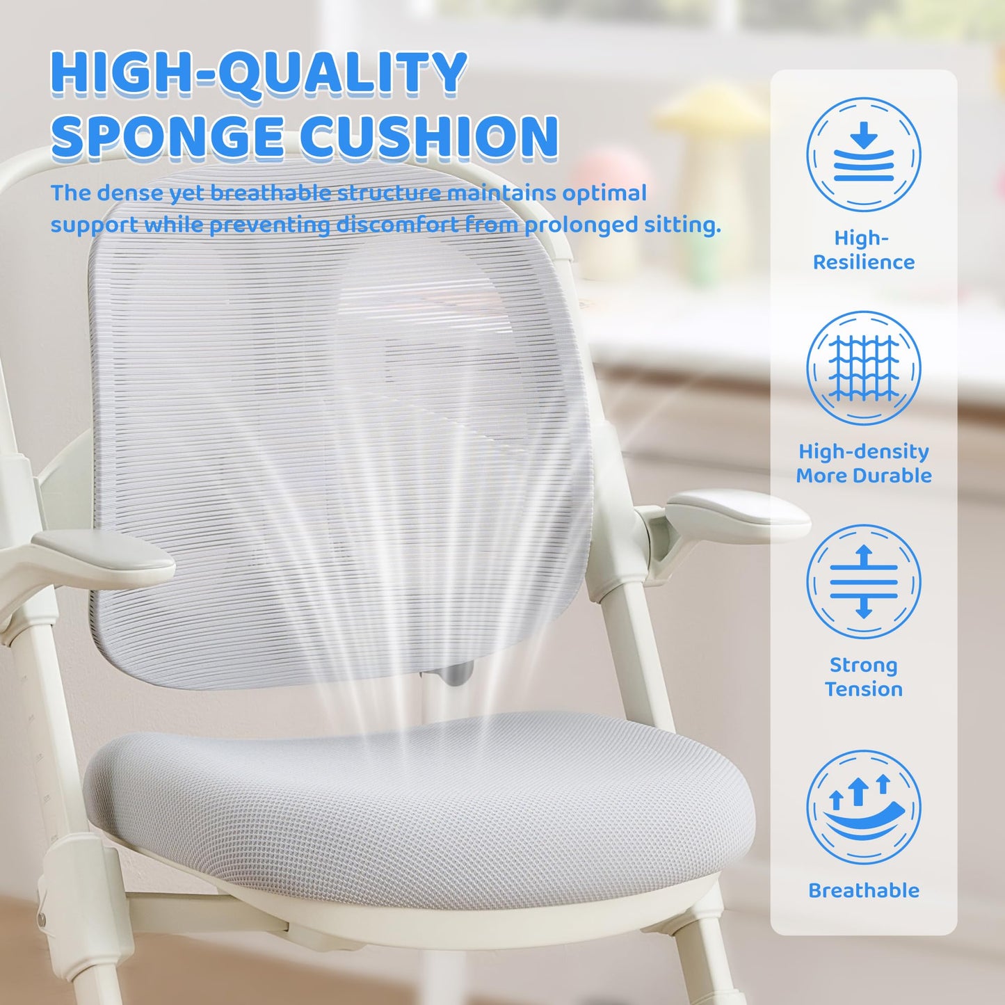 ERIYA Kids Desk Chair,Ergonomic Chair: Breathable Mesh Back, Adjustable Seat, Flip-Up Armrests, Footrest, Lumbar | Ideal for Kids, Petite Adults – Ultra-Comfy for Study/Work (Grey)