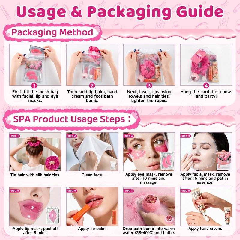 CHANGARLOAD 121 PCS Spa Party Supplies for Girls, Spa Party Favors Set with Face Masks, Lip Balm, Hand Cream, Under Eye Patches, Lip Mask, Foot Bath Bombs, Gift Bags for Birthday Sleepover