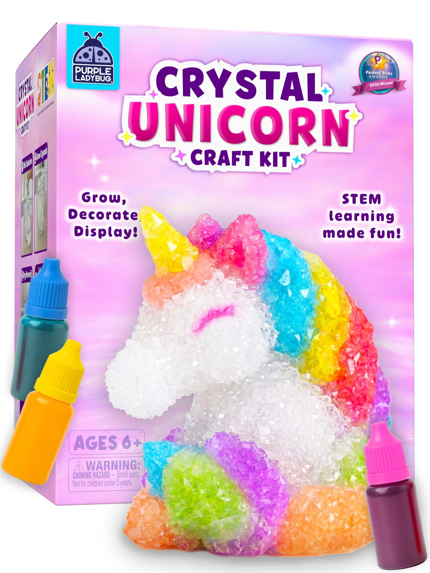 Crystal Growing Kit-Birthday Gifts for Kids Ages 4 5 6 7 8, Crystal Making Experiment for Girls, Grow Your Own Unicorn Crystal, STEM Kit for Girls, Fun Summer Vacation Science Activity for Kids