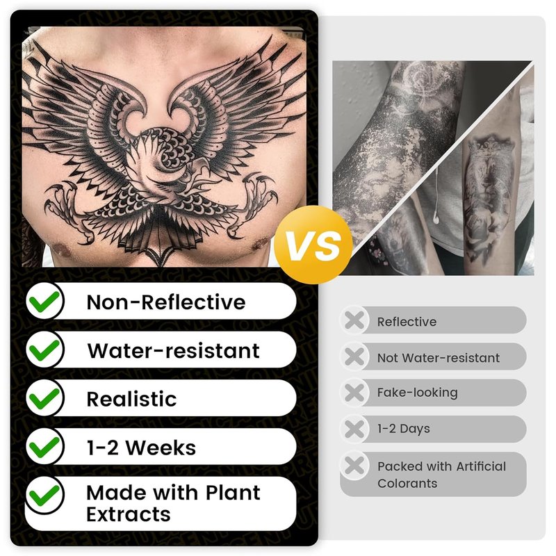 Realistic Cross Temporary Tattoos - Semi-Permanent 2-Week Waterproof Designs for Men | 2 Sheets with 777 Dice & Cross Patterns