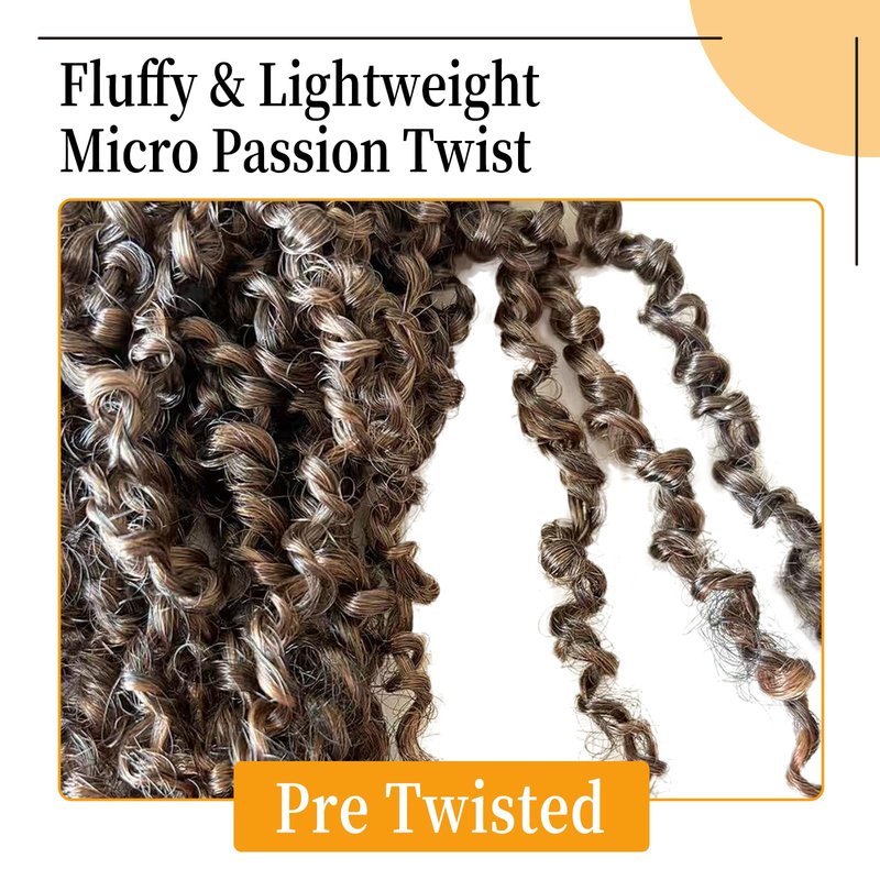 12 Inch Pre-Looped Yanky Twist Crochet Hair, 30 Strands/Pc, Mini Passion Twists, Senegalese Braiding Hair (T30, 8 Pcs/Pack)