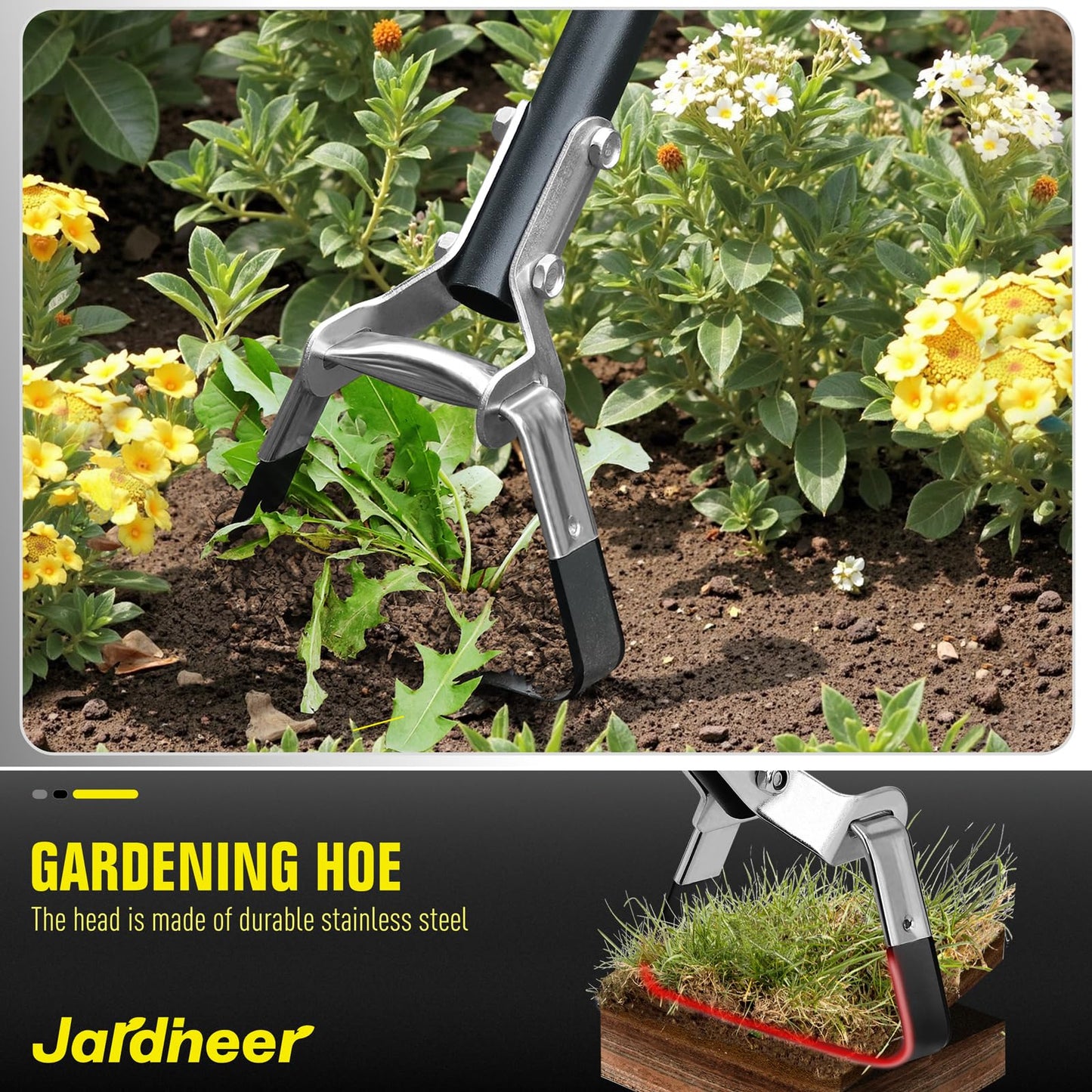 Jardineer Garden Hoe with Long Handle, Scuffle Hoe for Weeding, Stirrup Hoes for Flower Beds,Yards(64 inches)