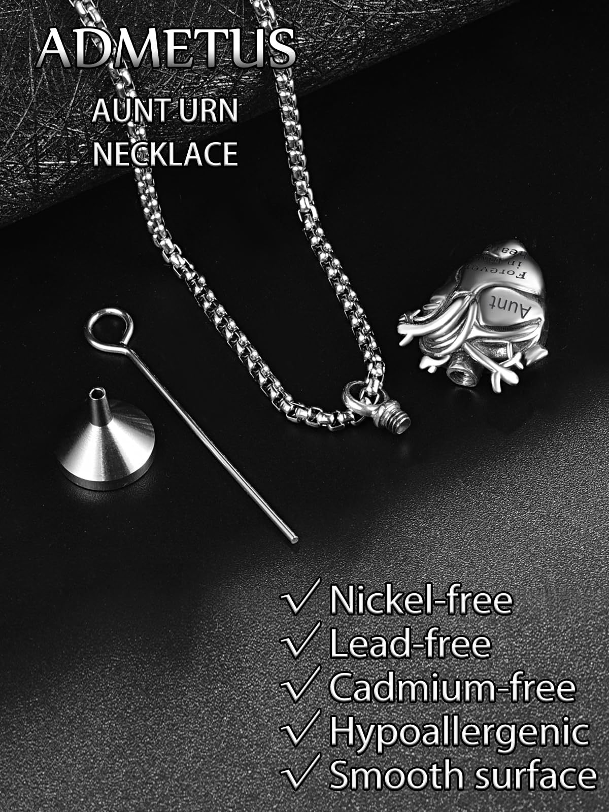 Personalized Anatomical Heart Urn Necklaces for Ashes Sterling Silver Ash Pendants Cremation Jewelry Aunt Keepsake Pendant Memorial Jewelry Gifts for Loss of Aunt