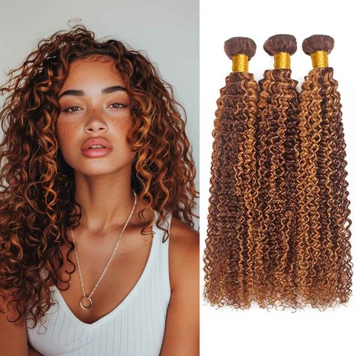 P4/30 Highlight Ombre Deep Wave Bundles Human Hair 26 28 30 Inch Unprocessed Brown Highlight Human Hair Bundles Extension