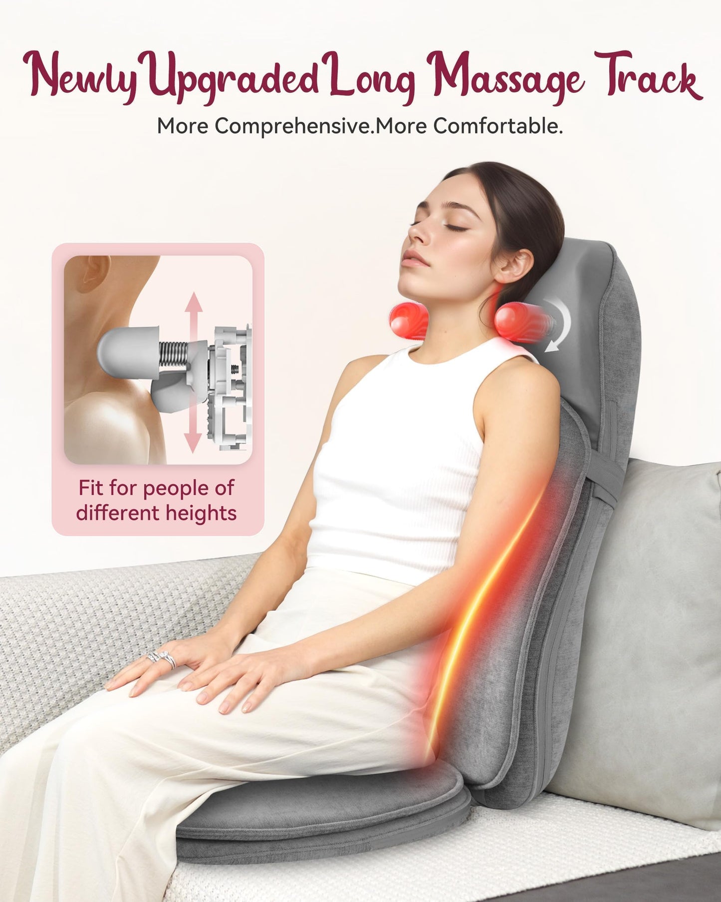 THERAZZAGGE Shiatsu Back and Neck Massager with Heat, Back Massage for Chair, Kneading, Rolling, Vibration, Massage Seat Cushion, Full Body Massage Chair Pad