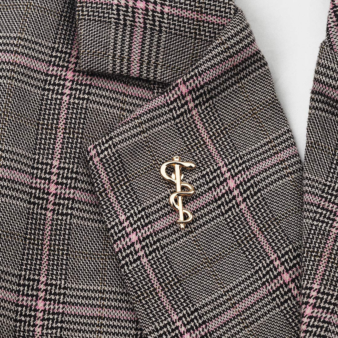 Zuo Bao Medical Jewelry Wand Brooch Label Pin Emblem Pin Medicine Snake Caduceus Nursing Gift for Doctor Nurse Therapeutist (Gold)
