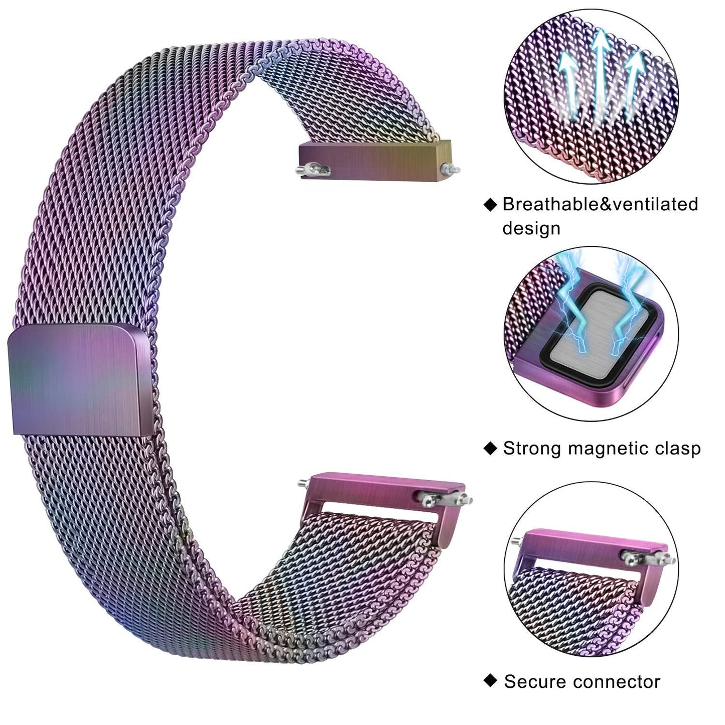 Veryfit Smart Watch Bands for IDW13, IDW16, IDW19 Smartwatch, Stainless Steel Metal Replacement Bracelet Strap for Fitpolo IDW13/Woneligo W13/FITVII HM57, ENOMIR/TOOBUR/MILOUZ/Gydom/Faweio/Veryfit IDW19 (Colorful)