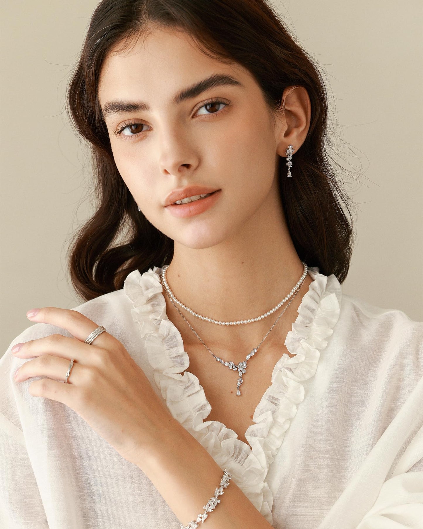 FANCIME Wisteria Bouquet Necklace for Women White Gold Plated Sterling Silver Purple Flower Drop Y Necklace Fine Jewelry Wedding Birthday Anniversary Graduation Mothers Day Gifts for Wife Women Bride Her