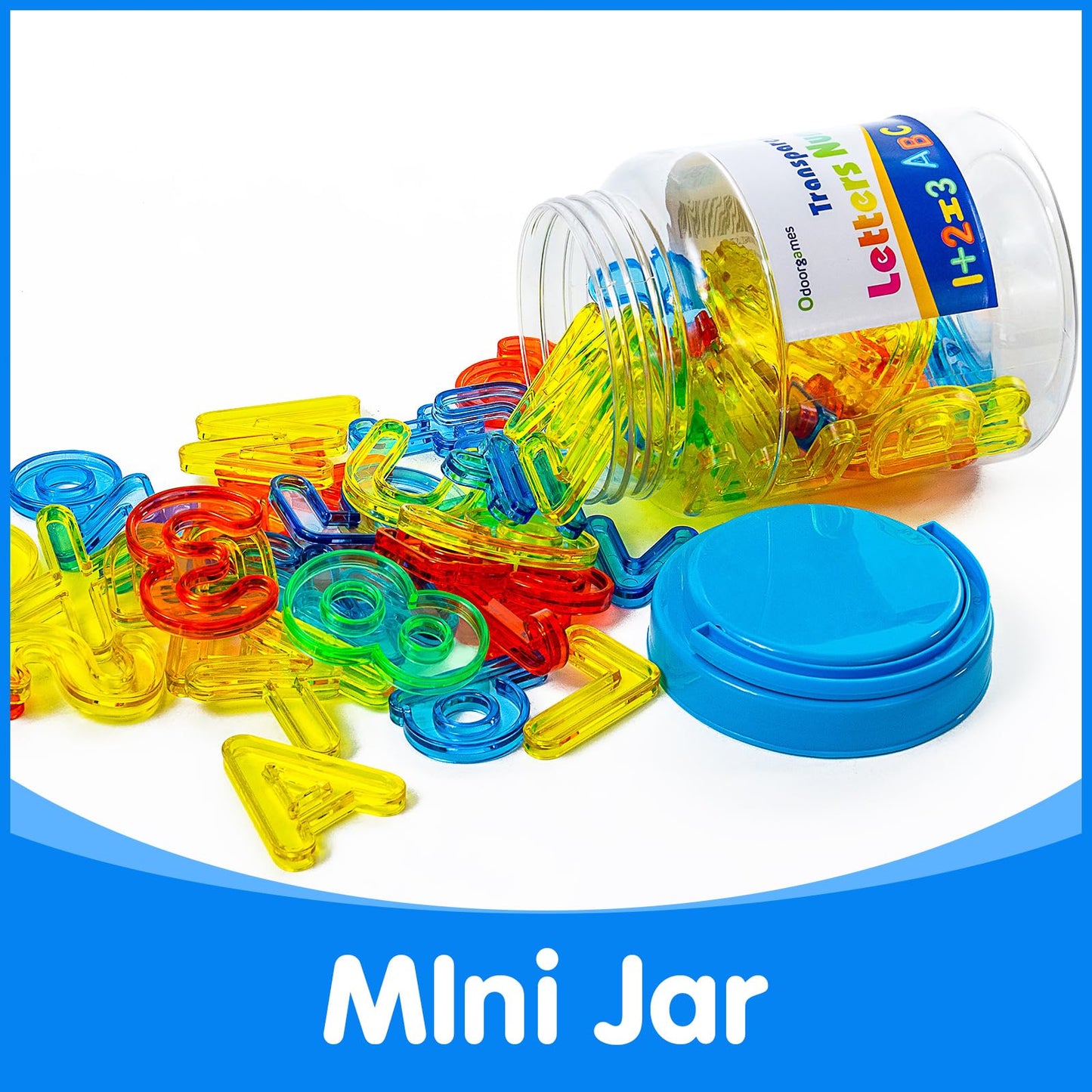 Odoorgames 66 Pcs Translucent Letters and Numbers – Light Table Toys, Manipulatives and Accessories for Enhanced Learning & Fun